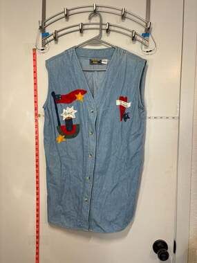 M1: Vintage 4th independence Denim Dress Large 80's / 90's Y2K